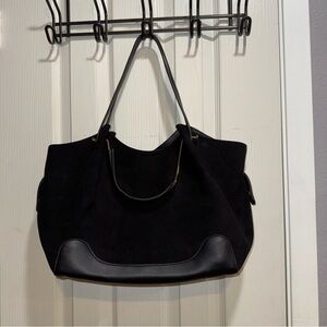 suede faux leather bottom tote